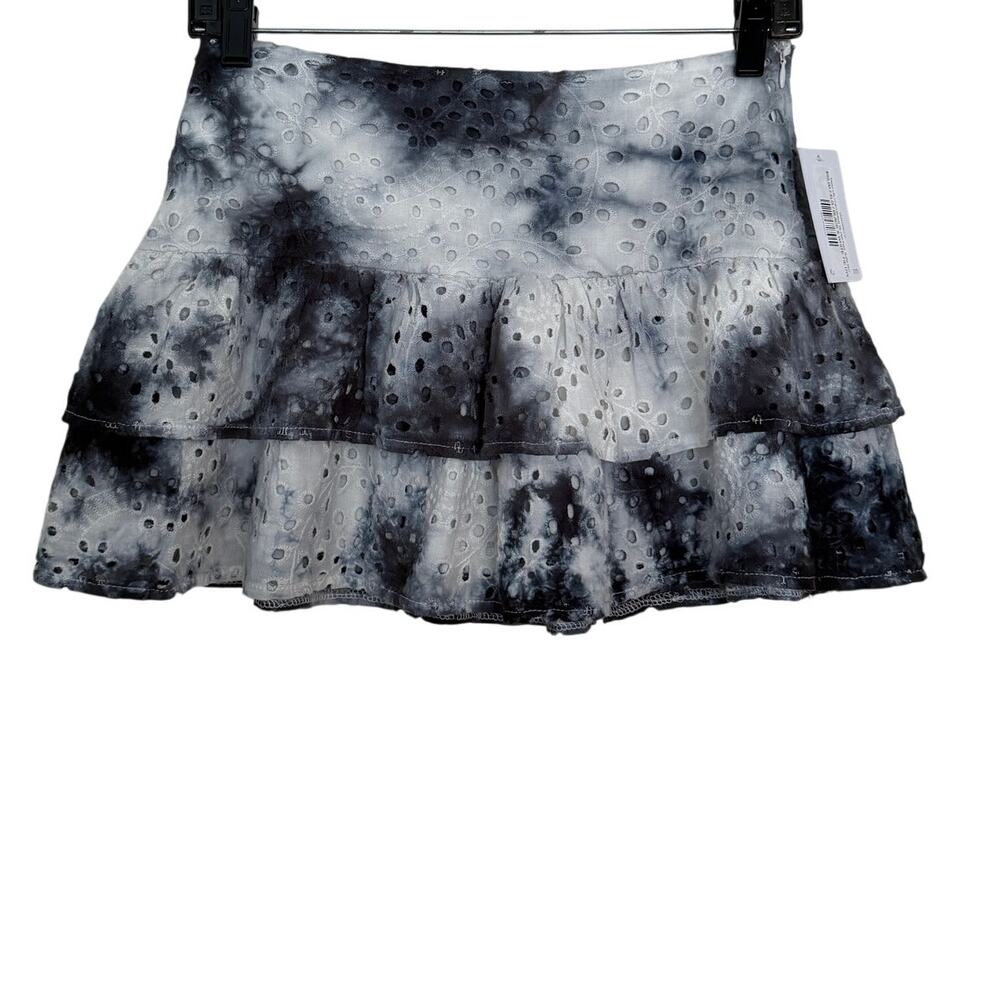 KatieJ NYC Tween Lilly Ruffle Eyelet Skirt - Black / White - Size XL/14